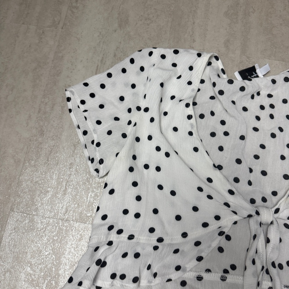 Princess Polly top Polka Dot Tie-Front Crop Top - White/Black - Picture 5 of 9